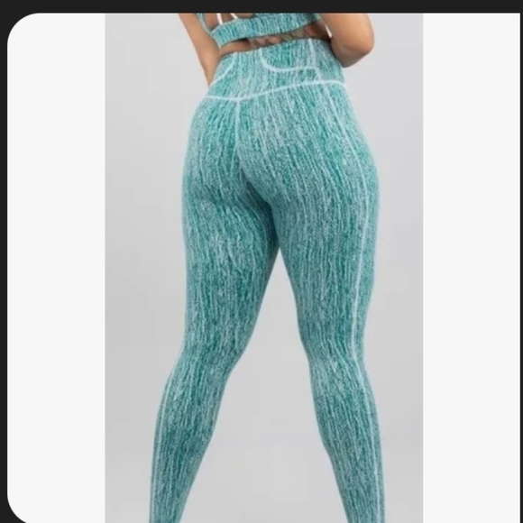 Buffbunny Jacquard turquoise high waisted Leggings size small - Picture 2 of 7